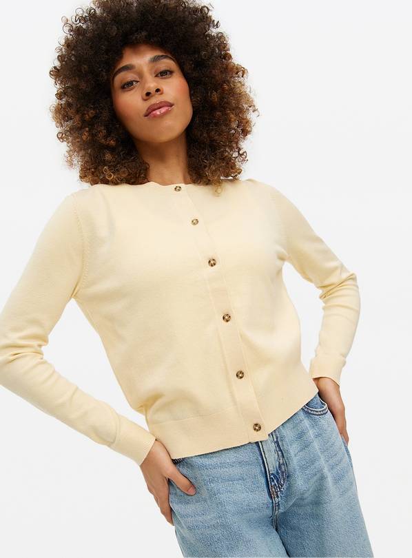 Yellow Soft Touch Crew Neck Cardigan 20